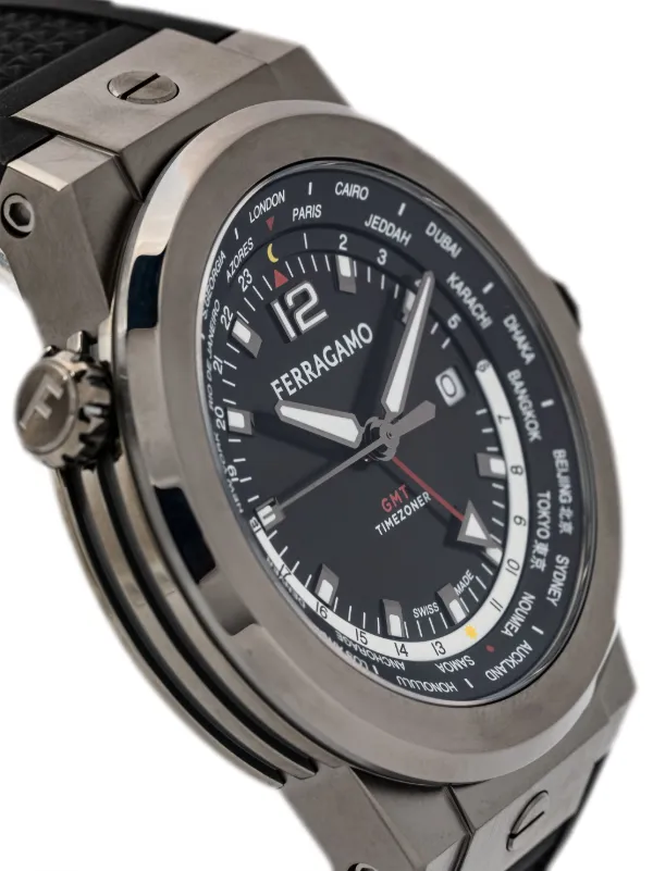 Ferragamo F-80 WorldTime 43mm | Black | FARFETCH