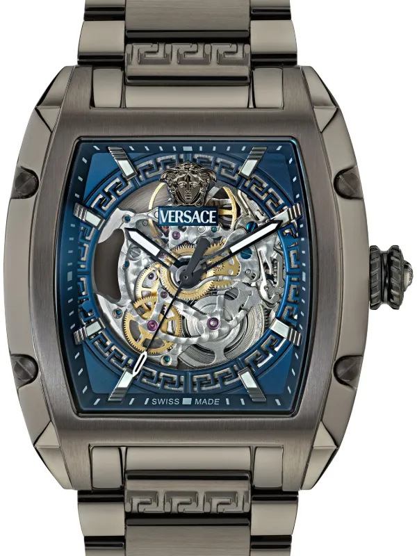 Versace Dominus Skeleton 49mm Watch | Blue | FARFETCH CA