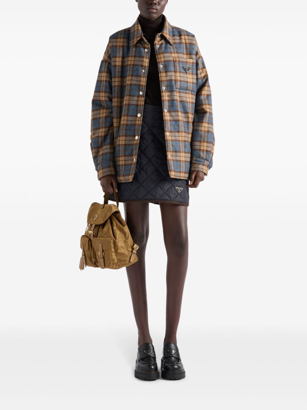 Prada checked wool-twill lumberjack jacket - Bruin