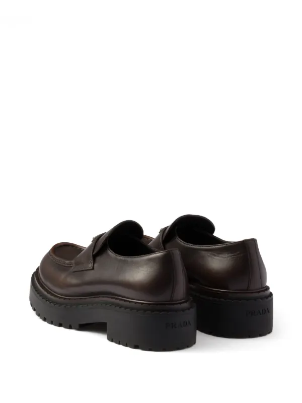 Prada Leather Loafers | Brown | FARFETCH