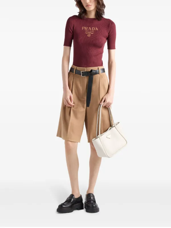 トップス PRADA silk tops Prada Silk crew-neck Top | Red | FARFETCH
