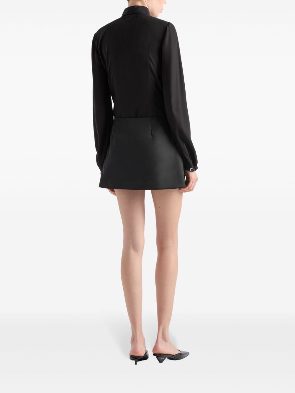 Shop Prada Classic Collar Crepe Shirt In Black