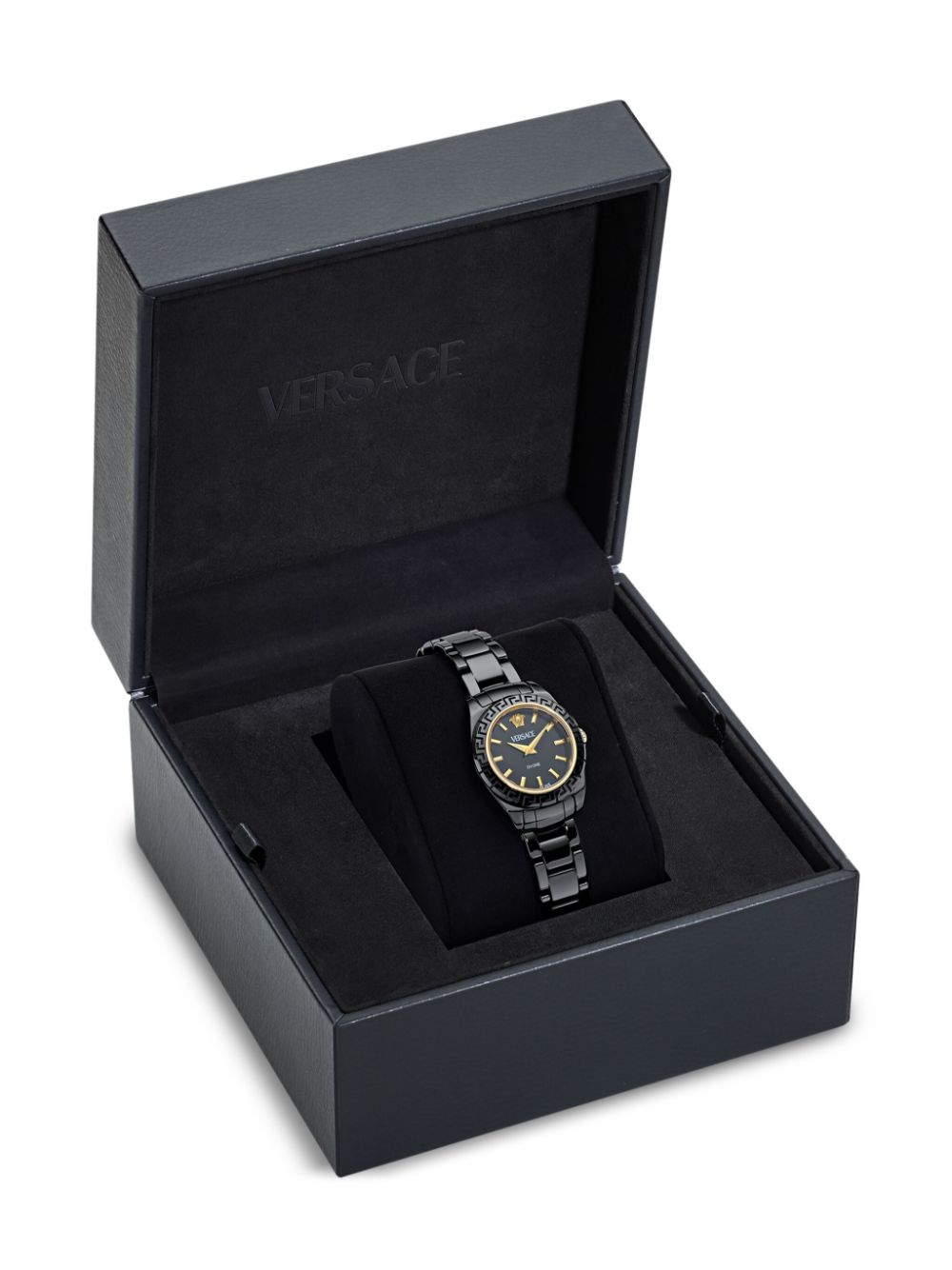 Shop Versace Dv One Mini 28mm In Schwarz