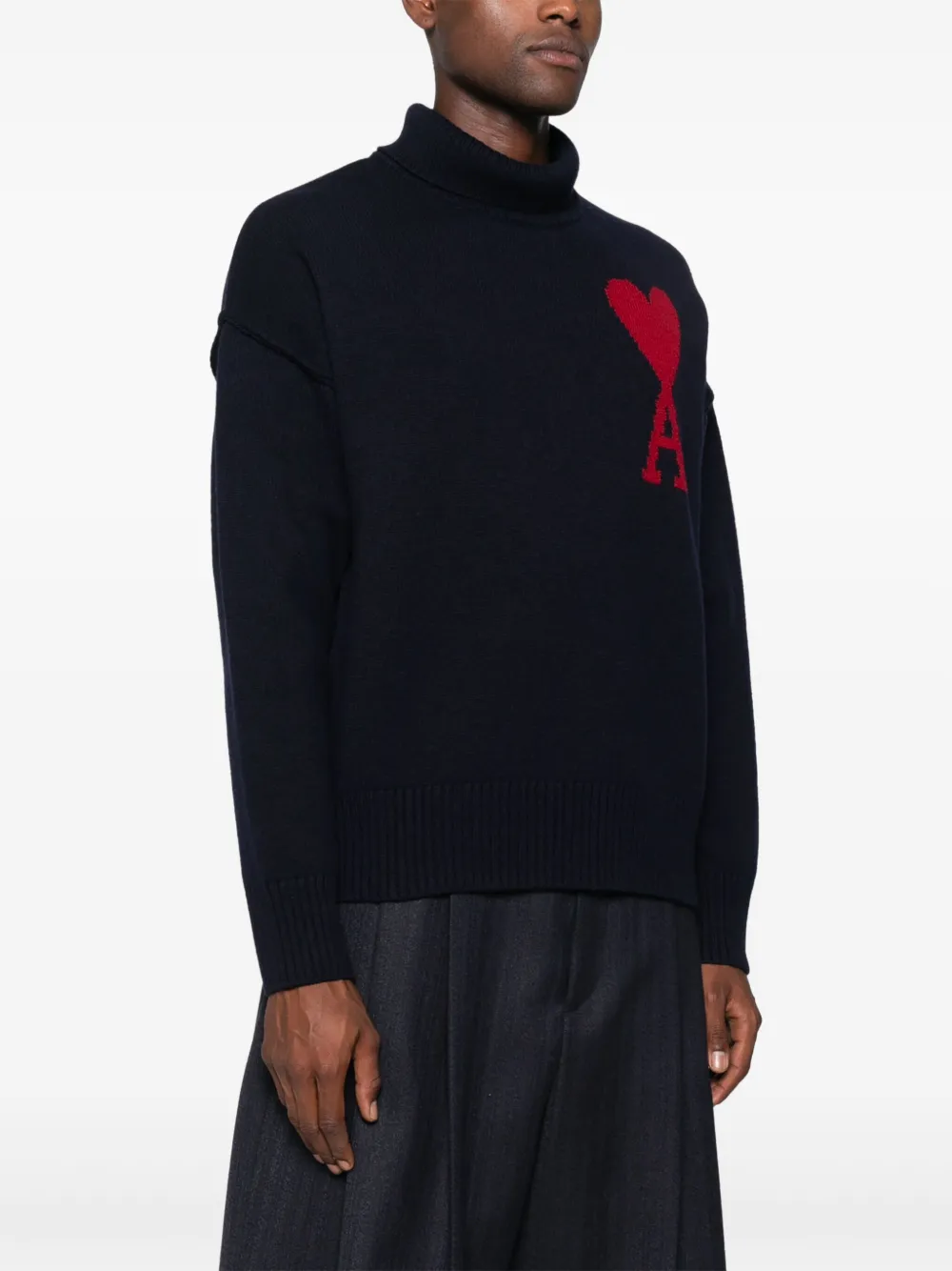 AMI Paris Trui met logo Blauw
