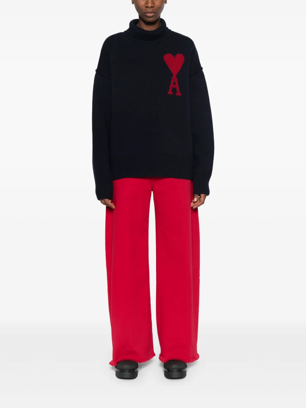 AMI Paris Trui met logo Blauw