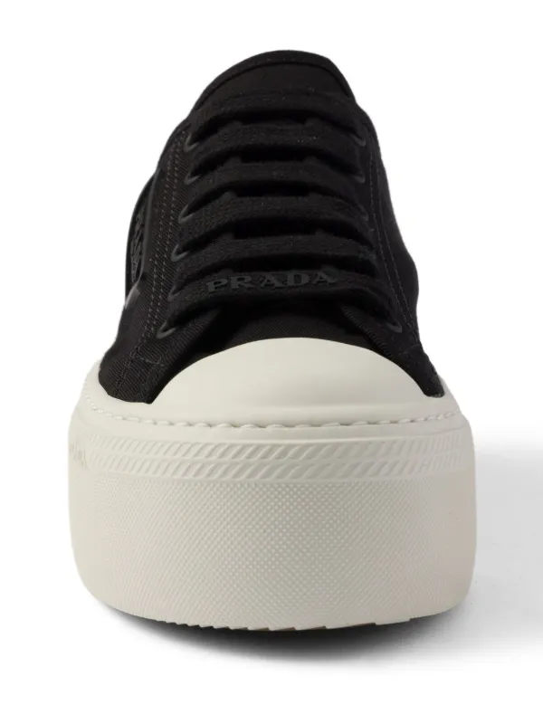【送料&関税込】Prada Embellished Lace-up Sneakers Prada lace-up Sneakers | Black | FARFETCH