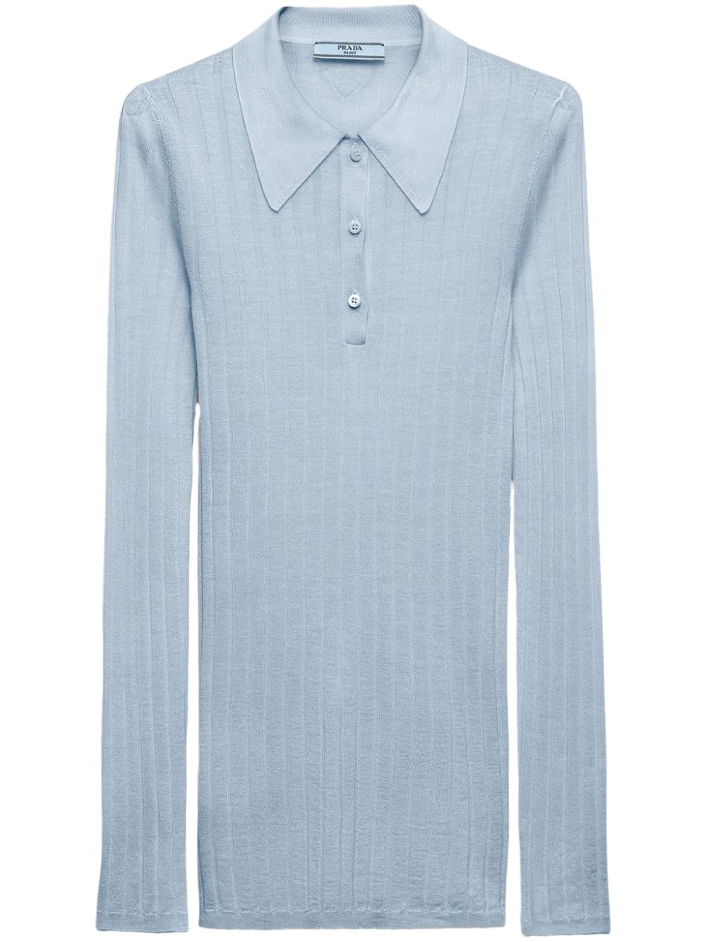 Shop Prada Cashmere-silk Polo Shirt In F0013 Light Blue