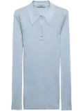 Prada ribbed cashmere-silk polo top - Blue