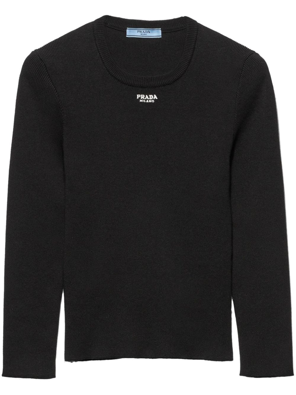 Shop Prada Cotton Crew-neck Top In Black