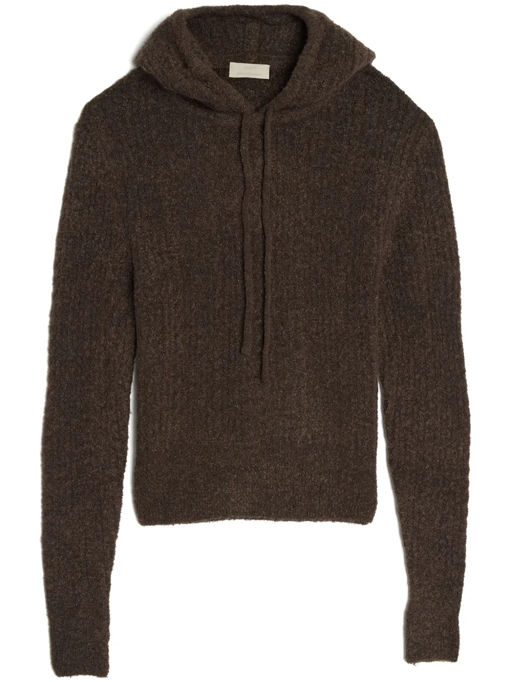 Amomento Bouclé Knitted Hoodie In Brown