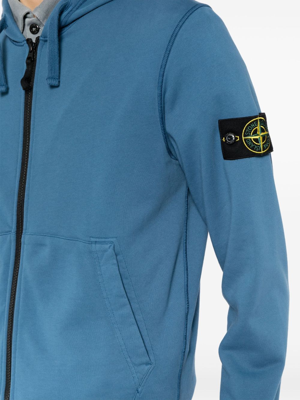 STONE ISLAND COMPASS-BADGE ZIP-UP HOODIE 