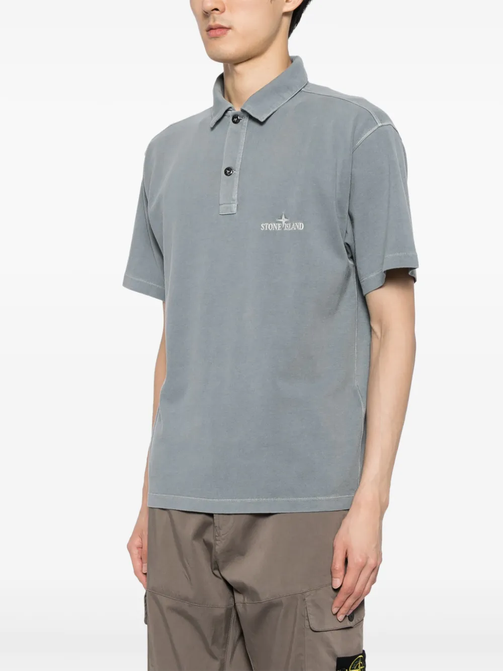 Stone Island Poloshirt met geborduurd logo Blauw