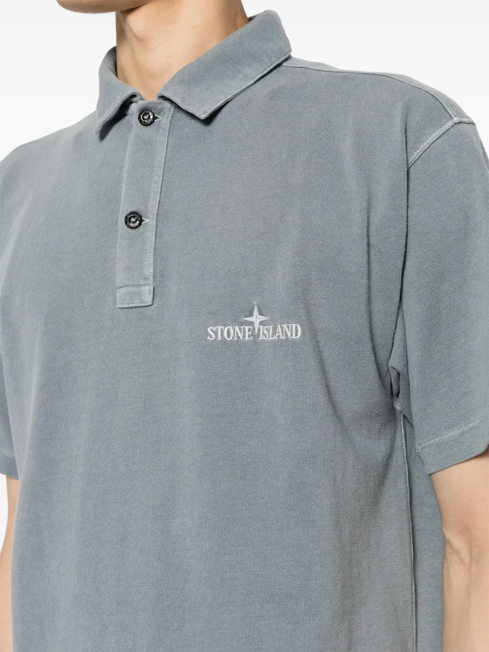 Stone Island Poloshirt met geborduurd logo Blauw