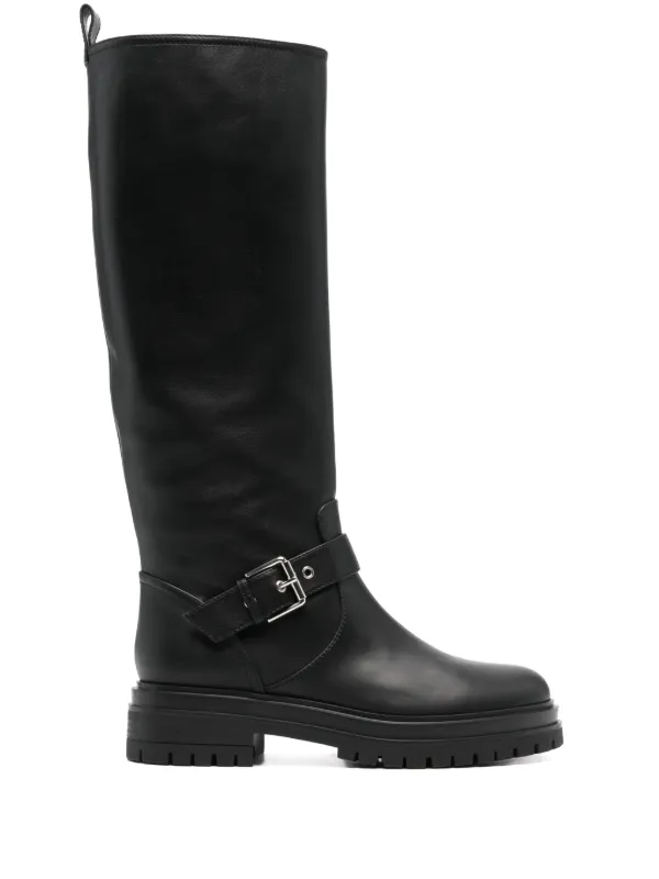Gianvito Rossi Buckled Leather Boots in Black