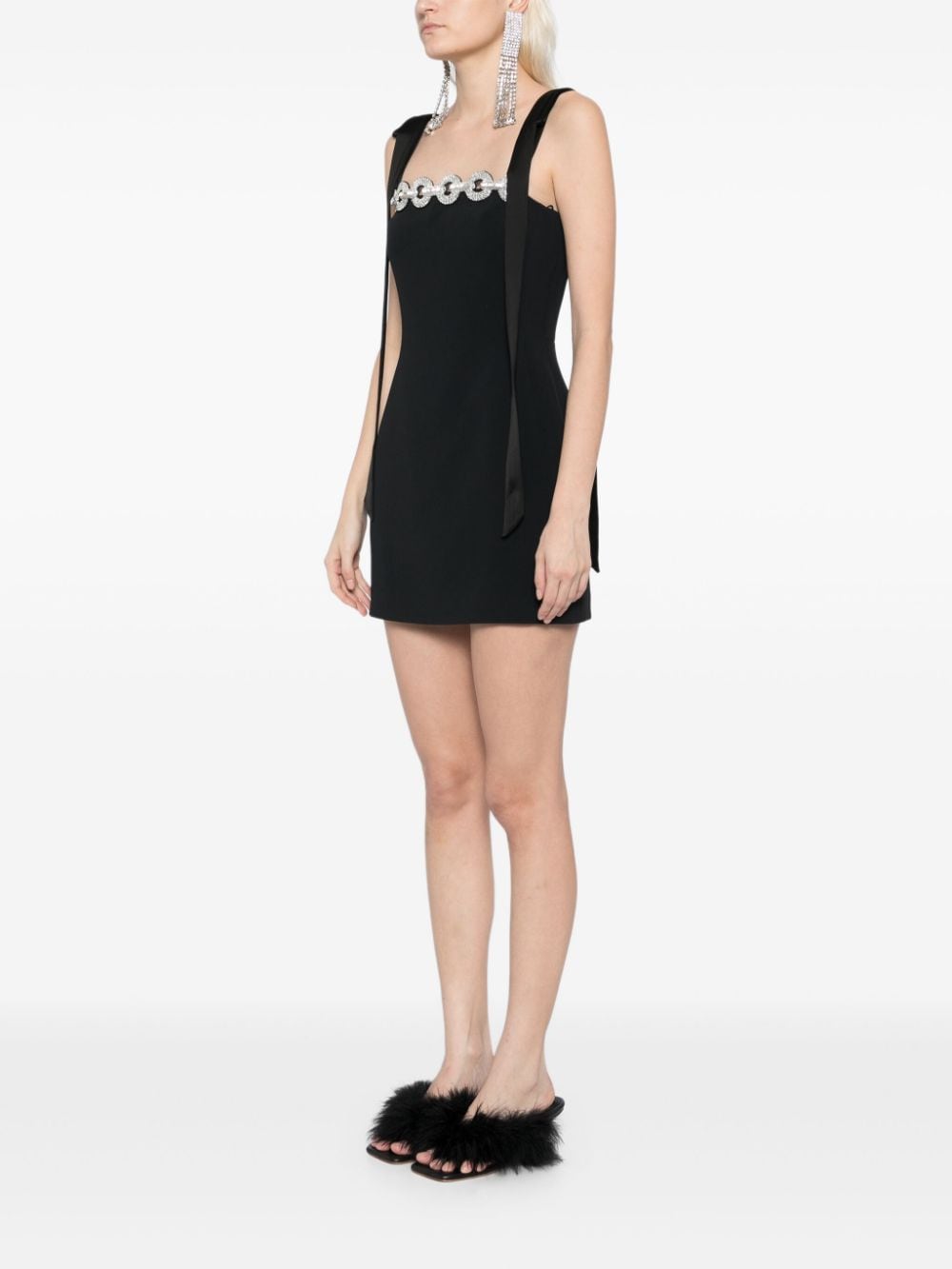 Shop David Koma Crystal-embellished Minidress In Black