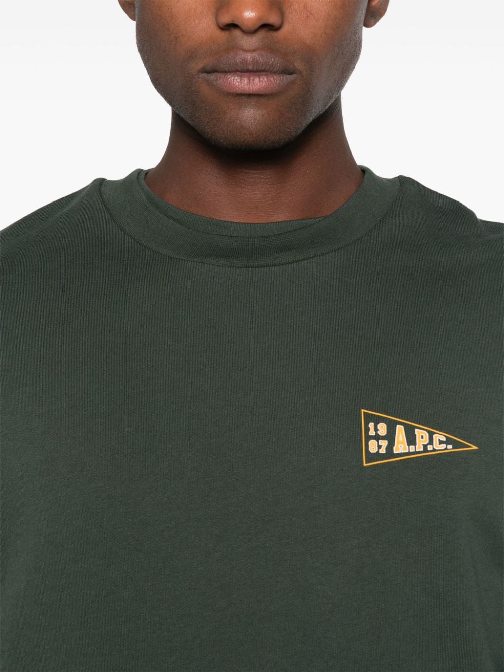 Shop Apc Logo-print Sweatshirt In Green