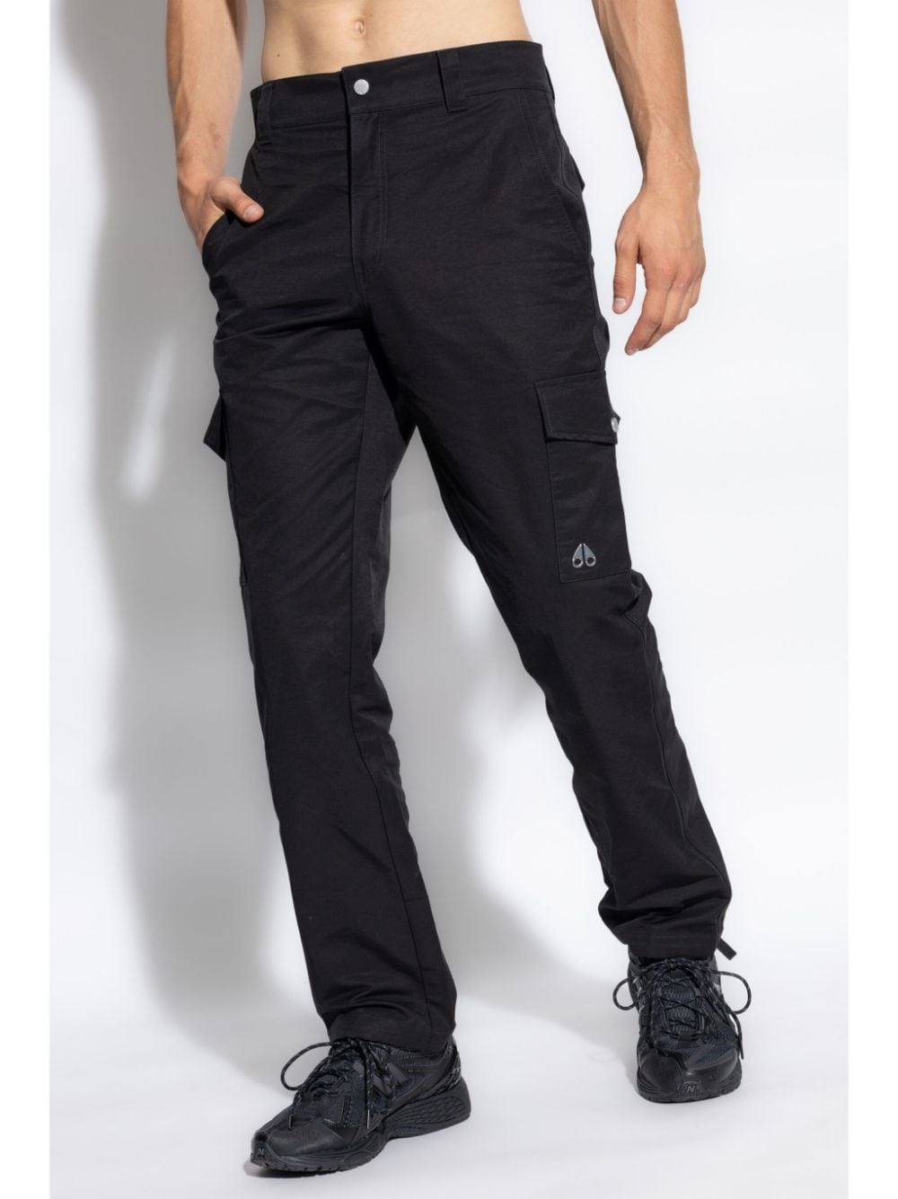 Shop Moose Knuckles Logo-tag Cargo Trousers In Black