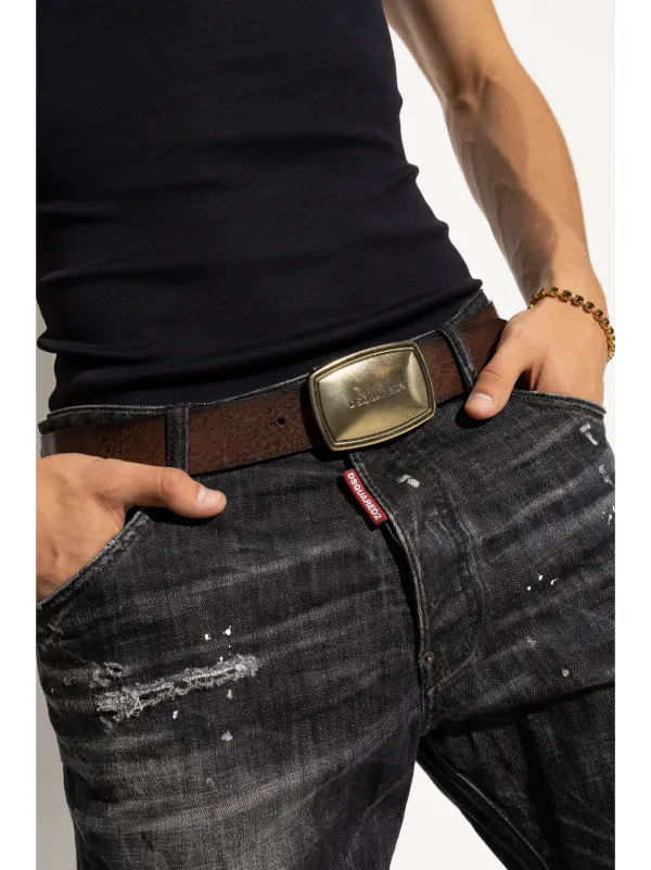 DSQUARED2 logo-plaque Buckle Belt | Brown | FARFETCH