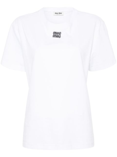 Miu Miu beaded-logo T-shirt Women