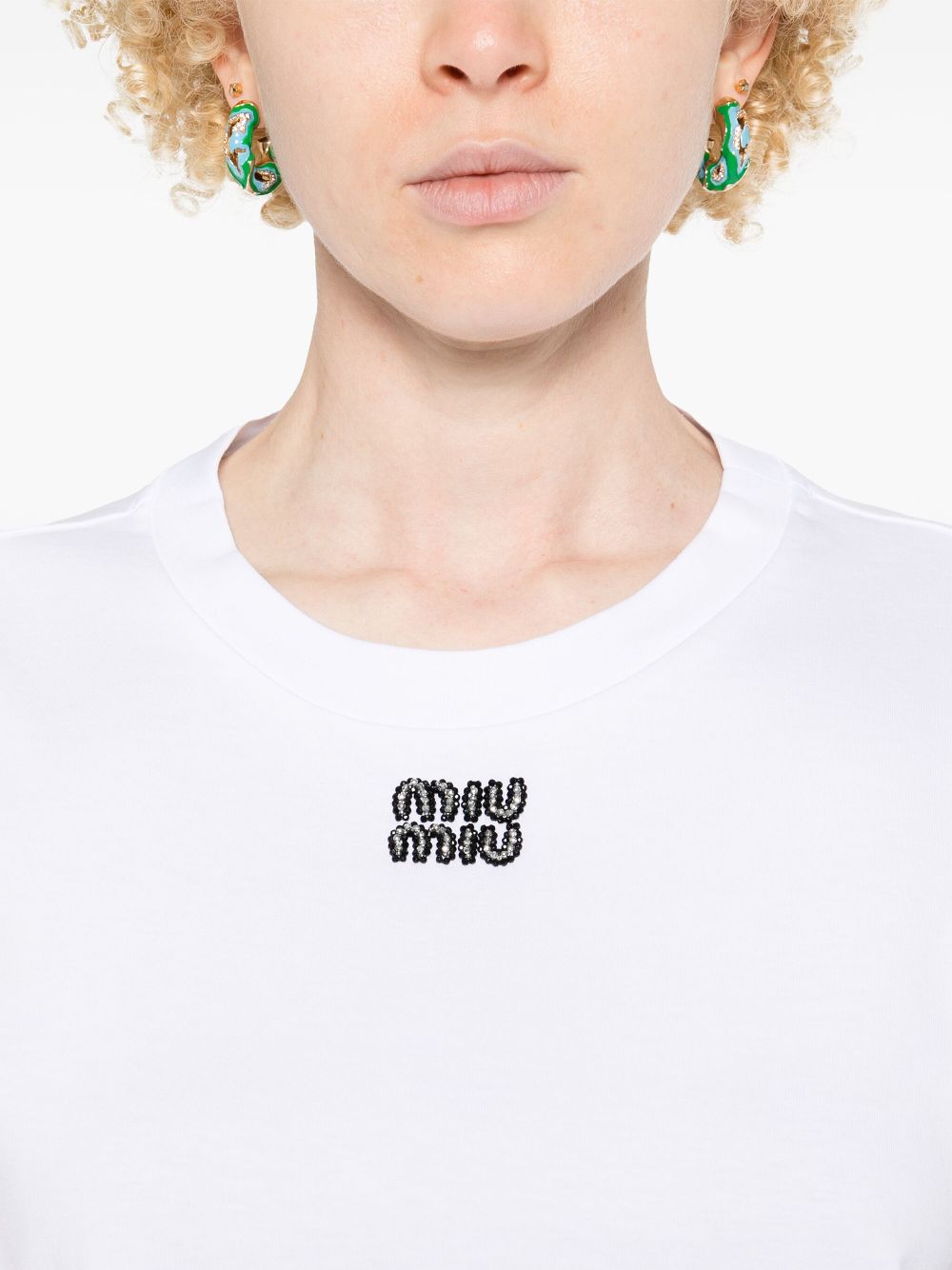 Miu Miu beaded-logo T-shirt Women