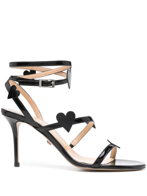 MACH & MACH 75mm Petit Coeur sandals PF24S074785PATBLK - 0