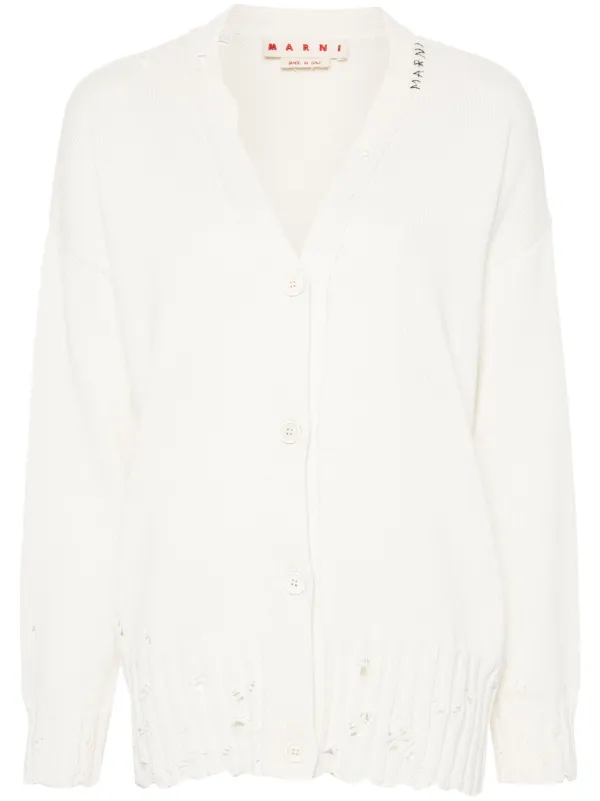 Marni logo-embroidered Cardigan | Neutrals | FARFETCH