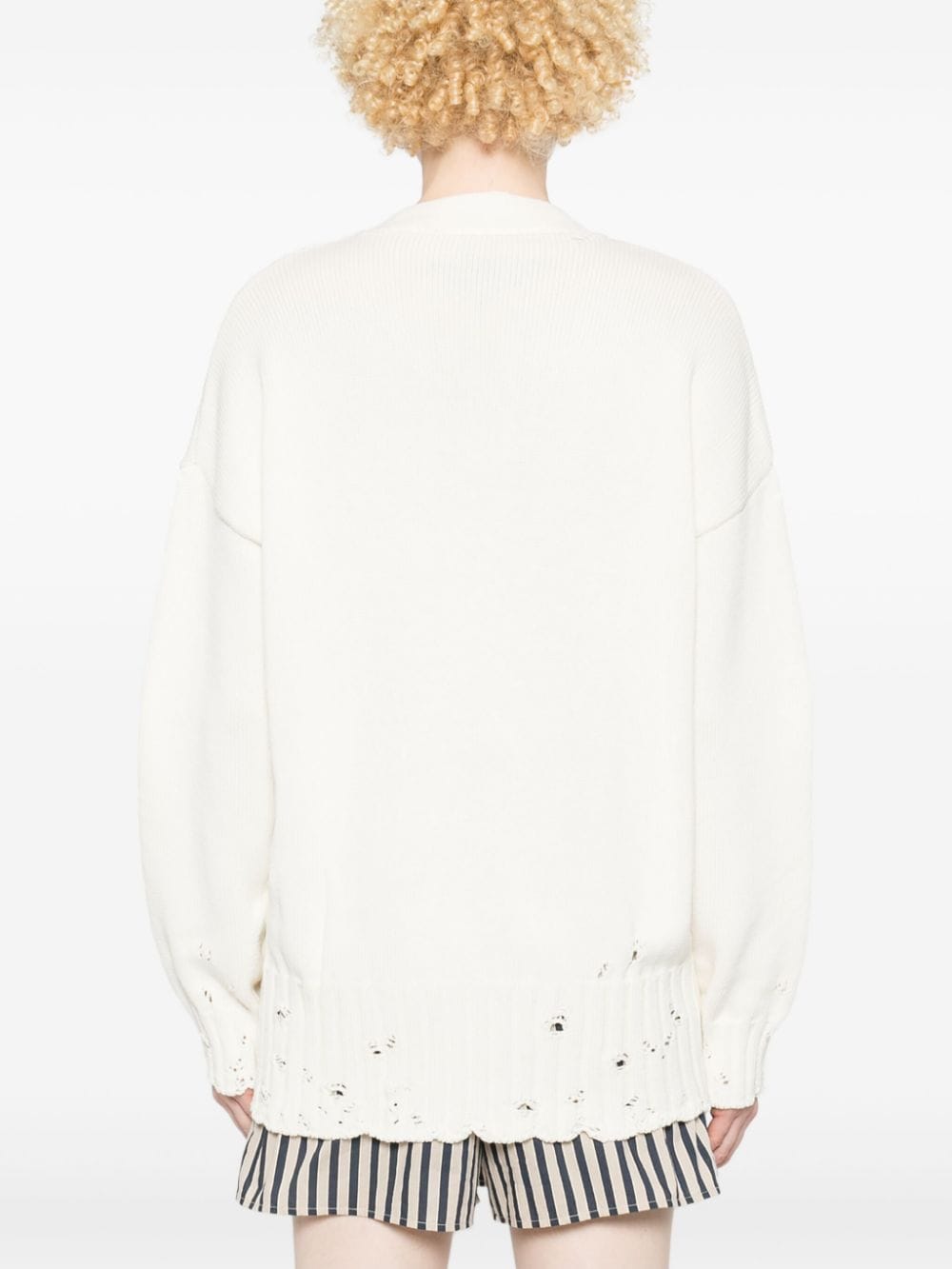 Shop Marni Logo-embroidered Cardigan In Neutrals