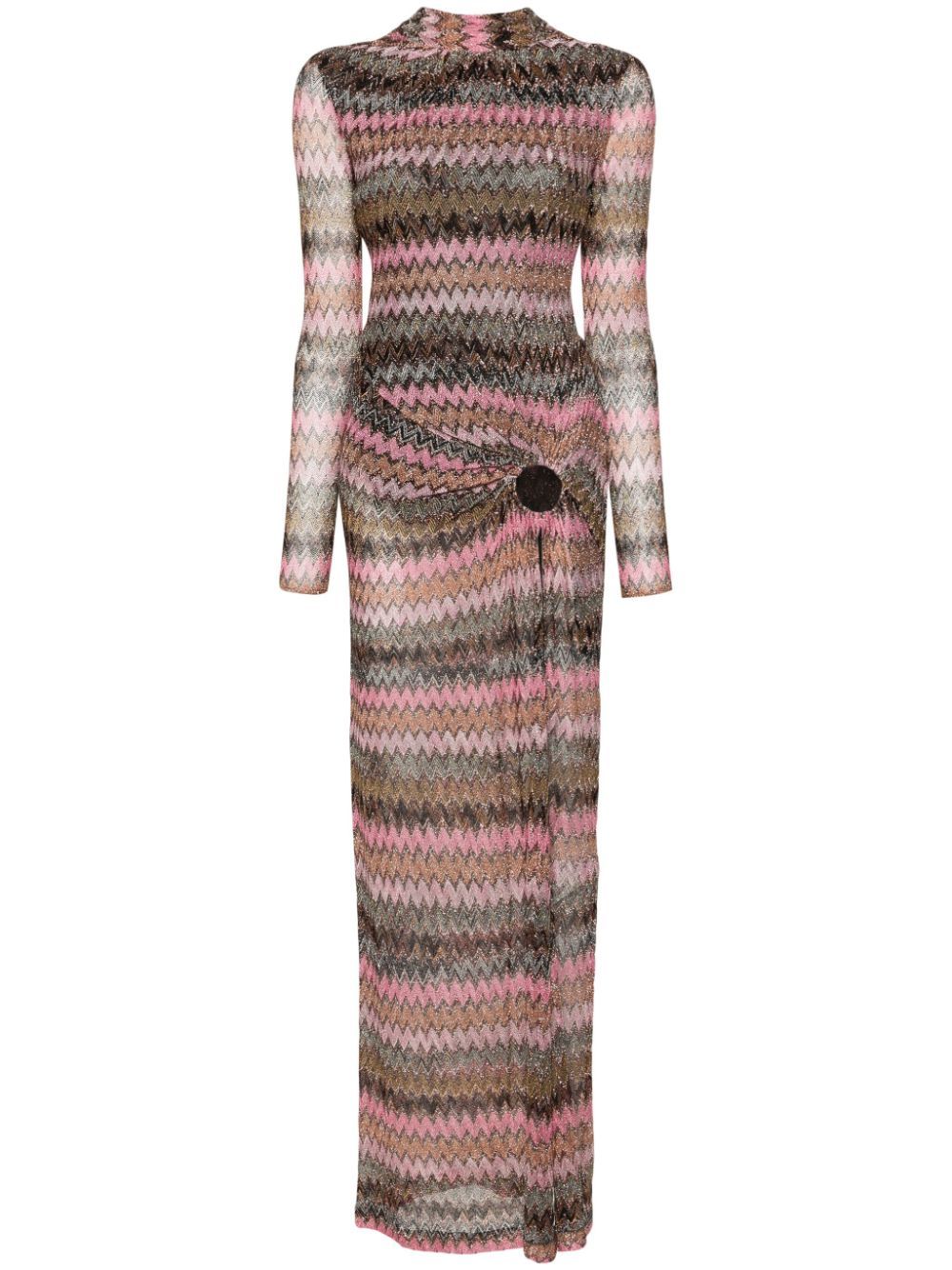 Shop Missoni Cut-out Chevron Maxi Dress In Pink