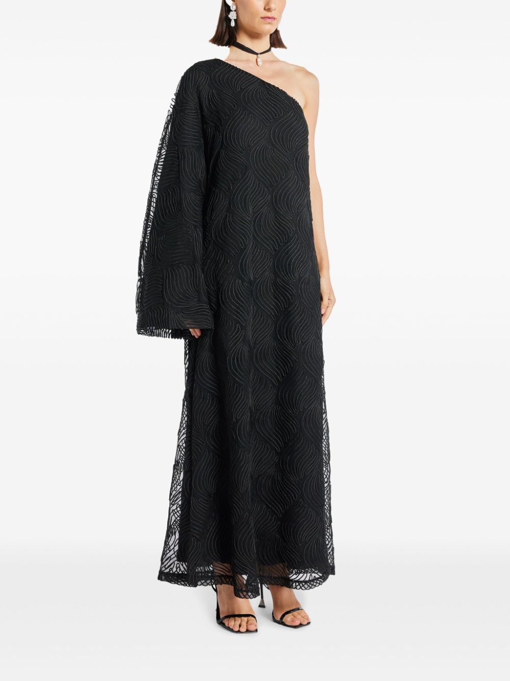 Shop Rotate Birger Christensen One-shoulder Maxi Dress In Black