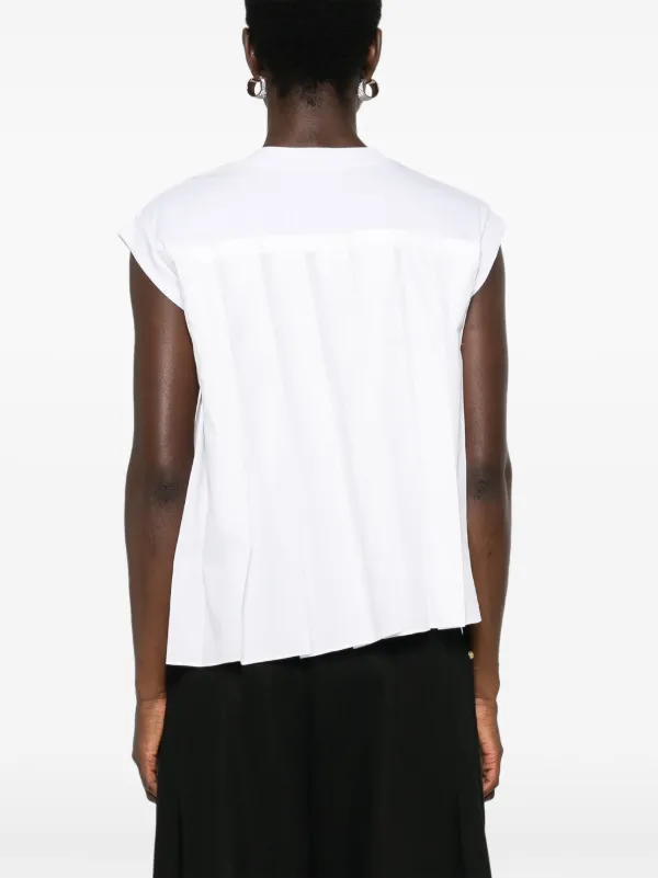 Sacai Pleated T-shirt | White | FARFETCH JO