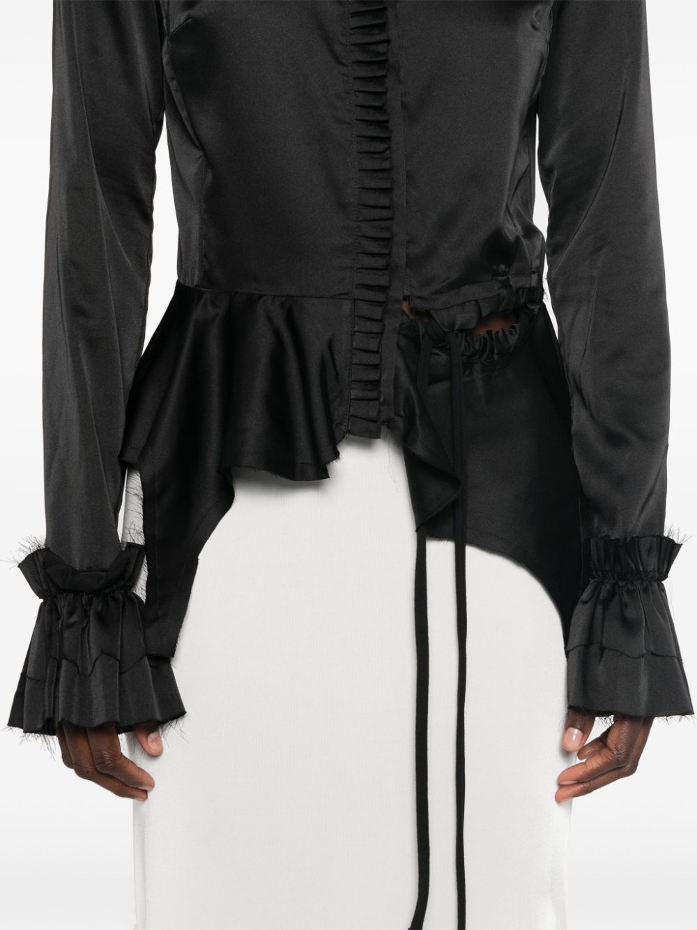 Shop Ottolinger Ruffled Shirt In Black