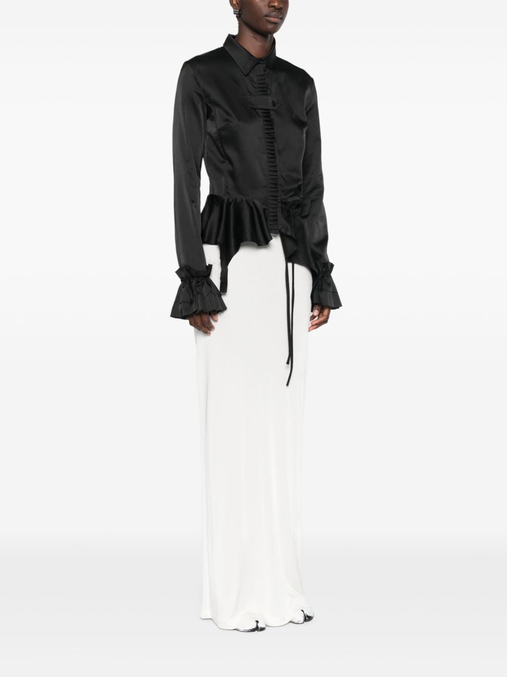 Shop Ottolinger Ruffled Shirt In Black