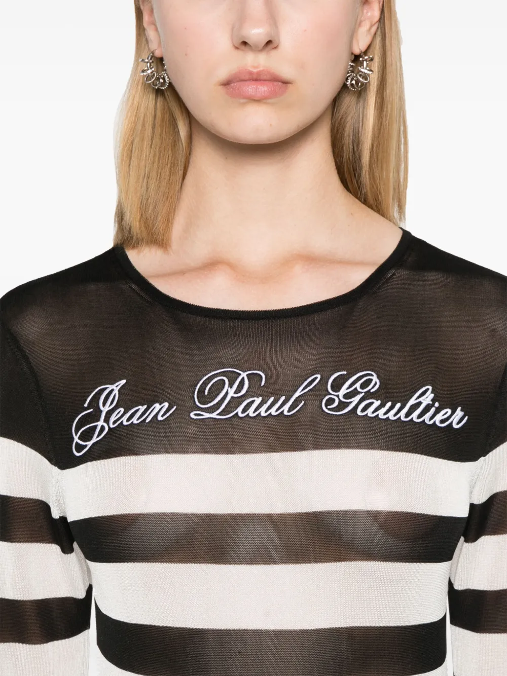 Jean Paul Gaultier Maxi-jurk met geborduurd logo Zwart