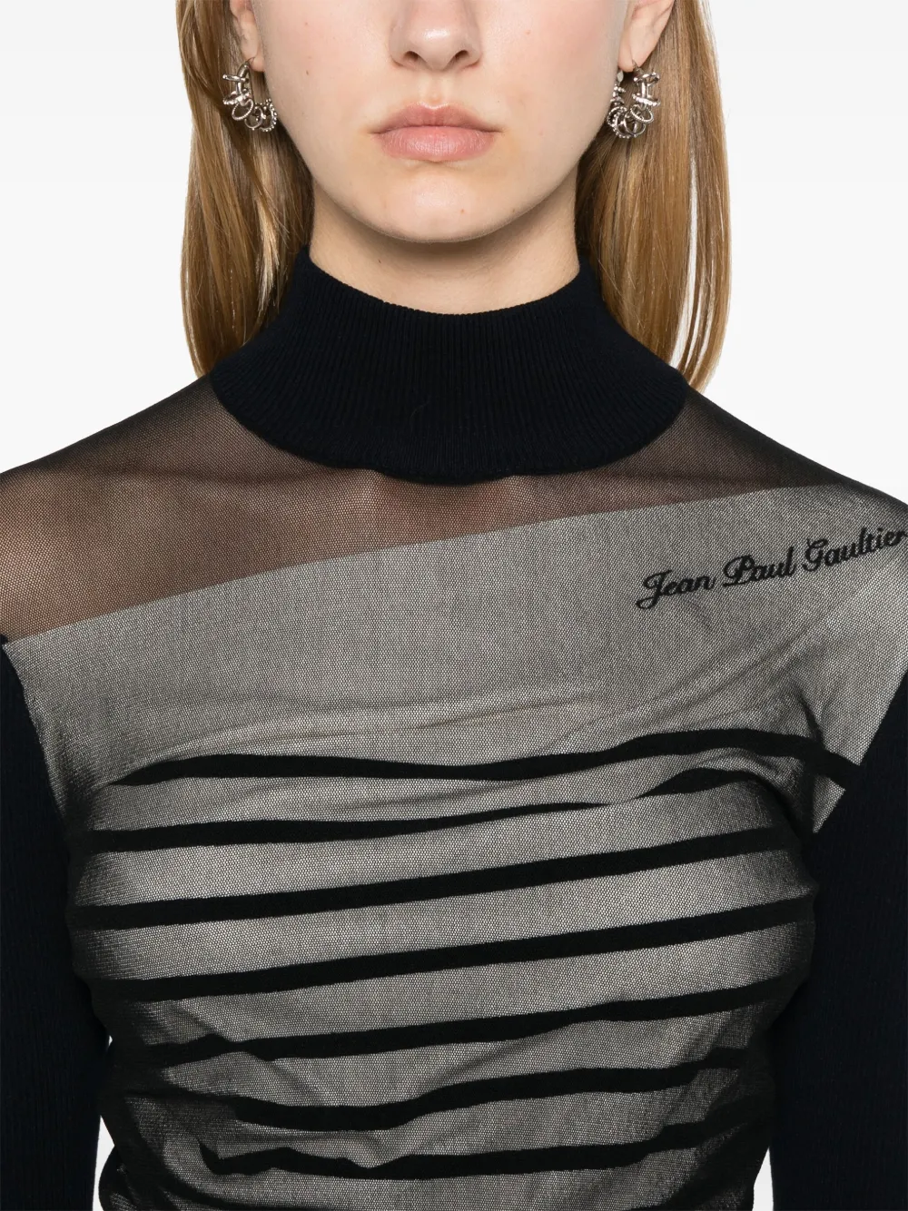 Shop Jean Paul Gaultier Striped Mini Dress In Blue
