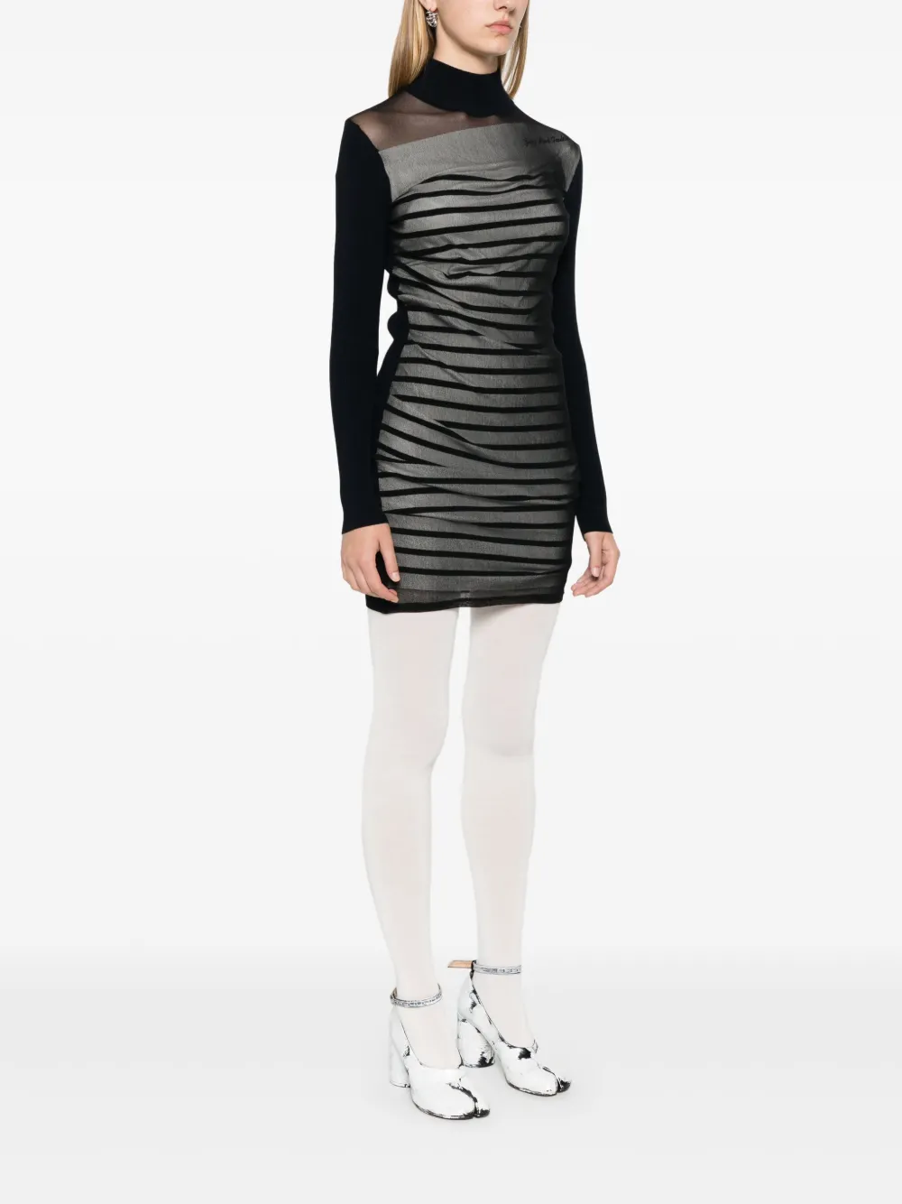 Shop Jean Paul Gaultier Striped Mini Dress In Blue