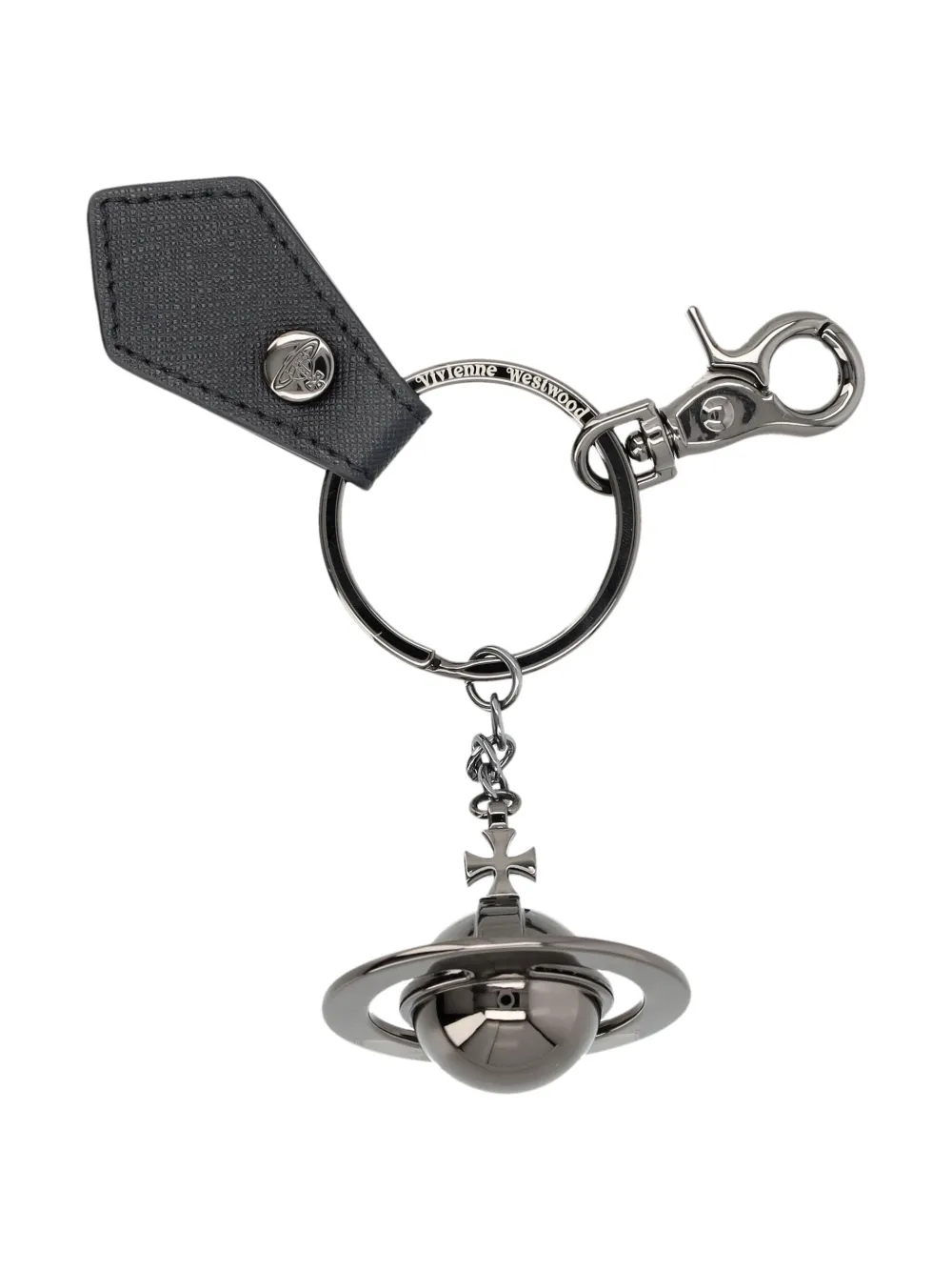 Vivienne Westwood 3d Orb Gunmetal Keyring In Black