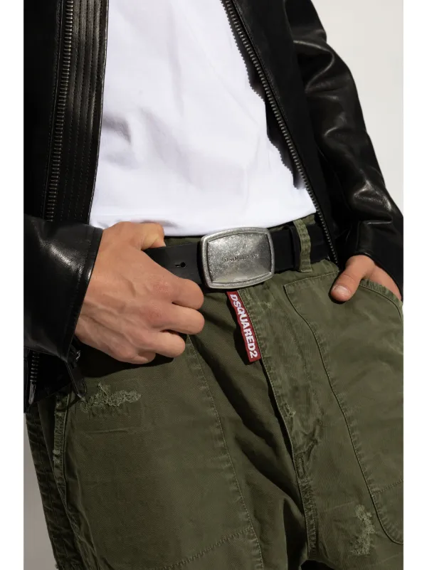 DSQUARED2 ロゴエングレーブ レザーベルト | ブラック | FARFETCH JP