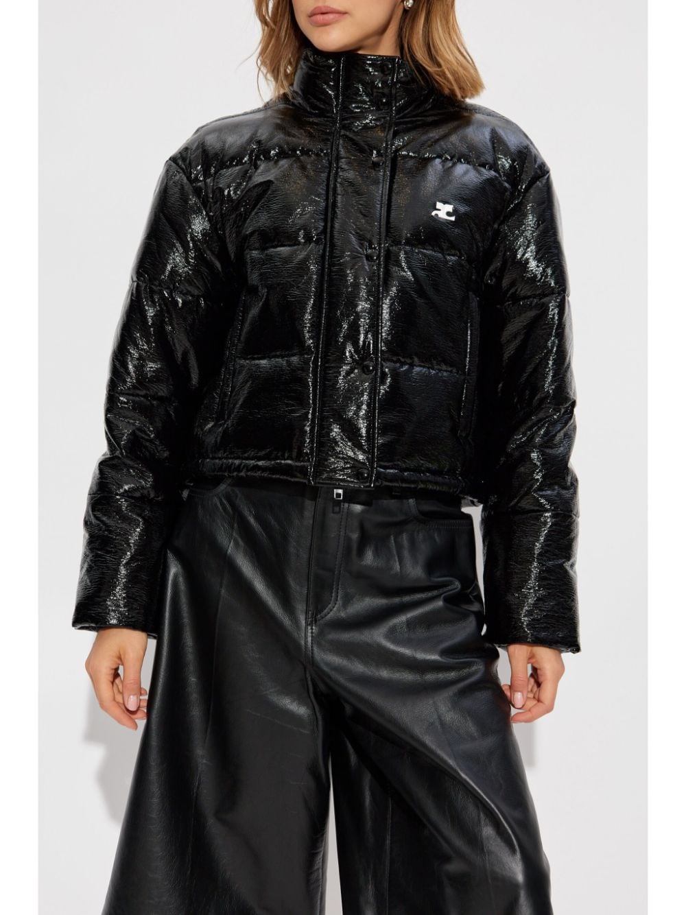 Shop Courrèges Vinyl Puffer Jacket In Black