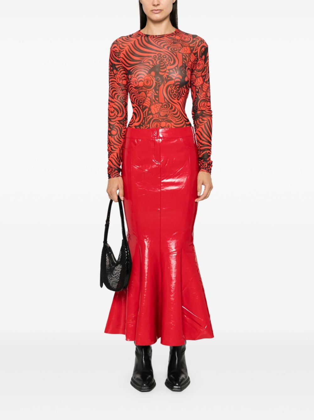 Norma Kamali fishtail midi skirt - Rood