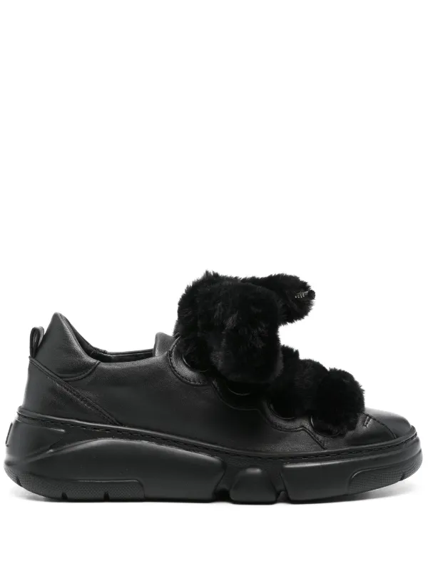 AGL fur-laces Sneakers Black FARFETCH ID