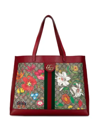 Gucci Pre Owned Bolso Shopper GG Supreme Flora Ophidia Mediano 2016 2023 Farfetch