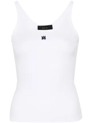 AMIRI MA Embroidered Ribbed Tank Top | White | FARFETCH