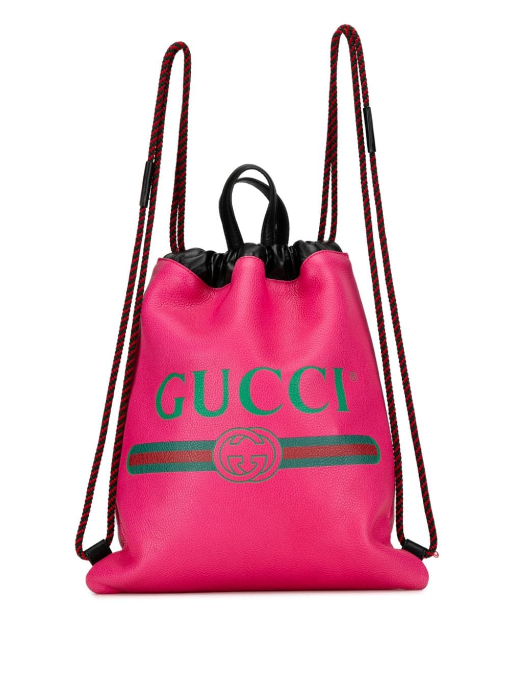 Pre-owned Gucci 2016-2023 Logo Drawstring Backpack In Pink