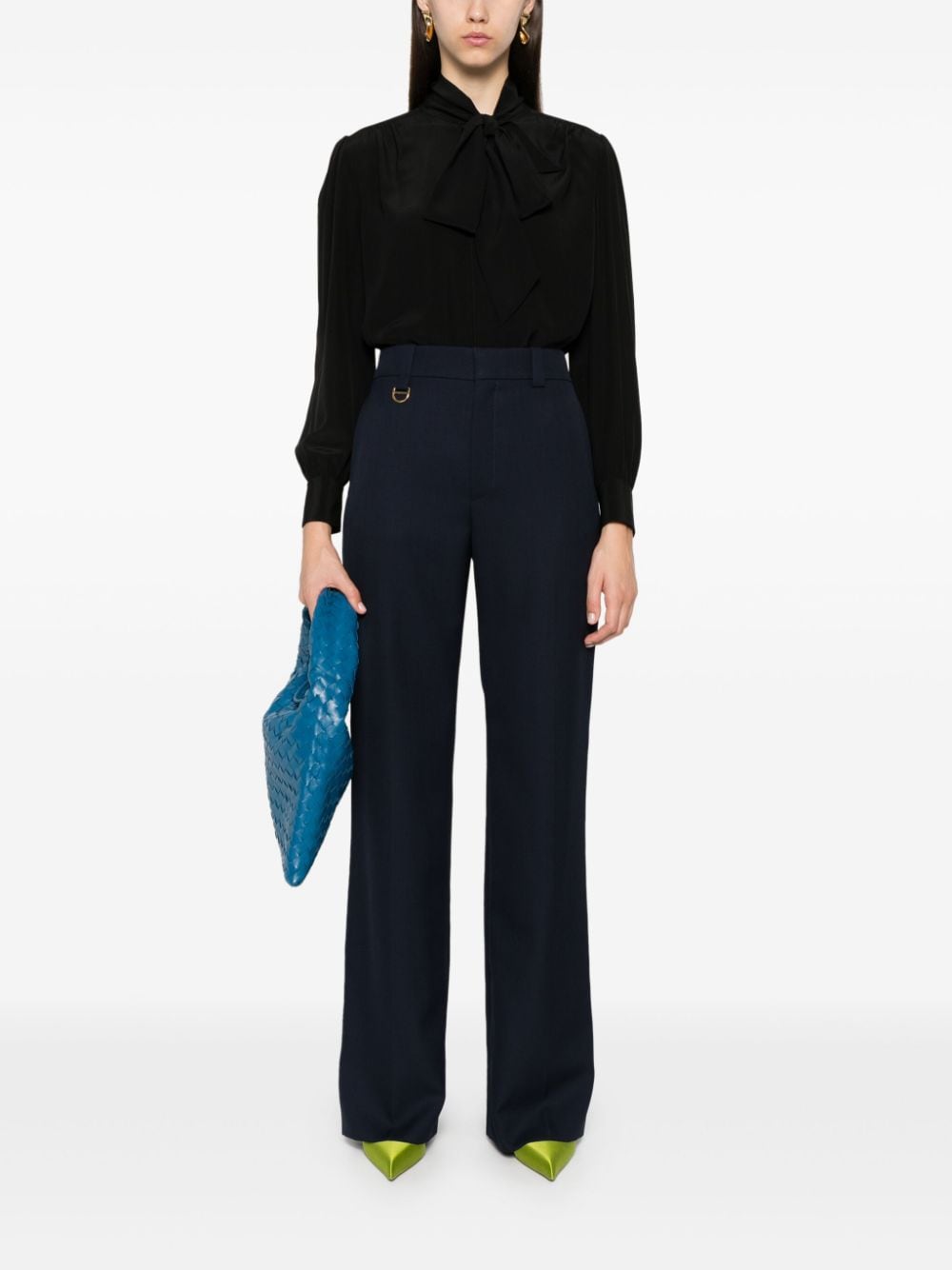 Shop Chloé Wool Grain-de-poudre Trousers In Blue