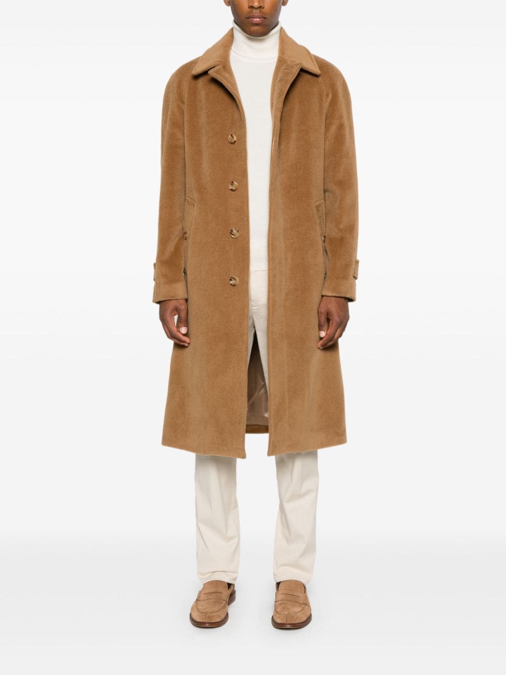 Shop Lardini Single-breasted Virgin Wool Coat In Brown