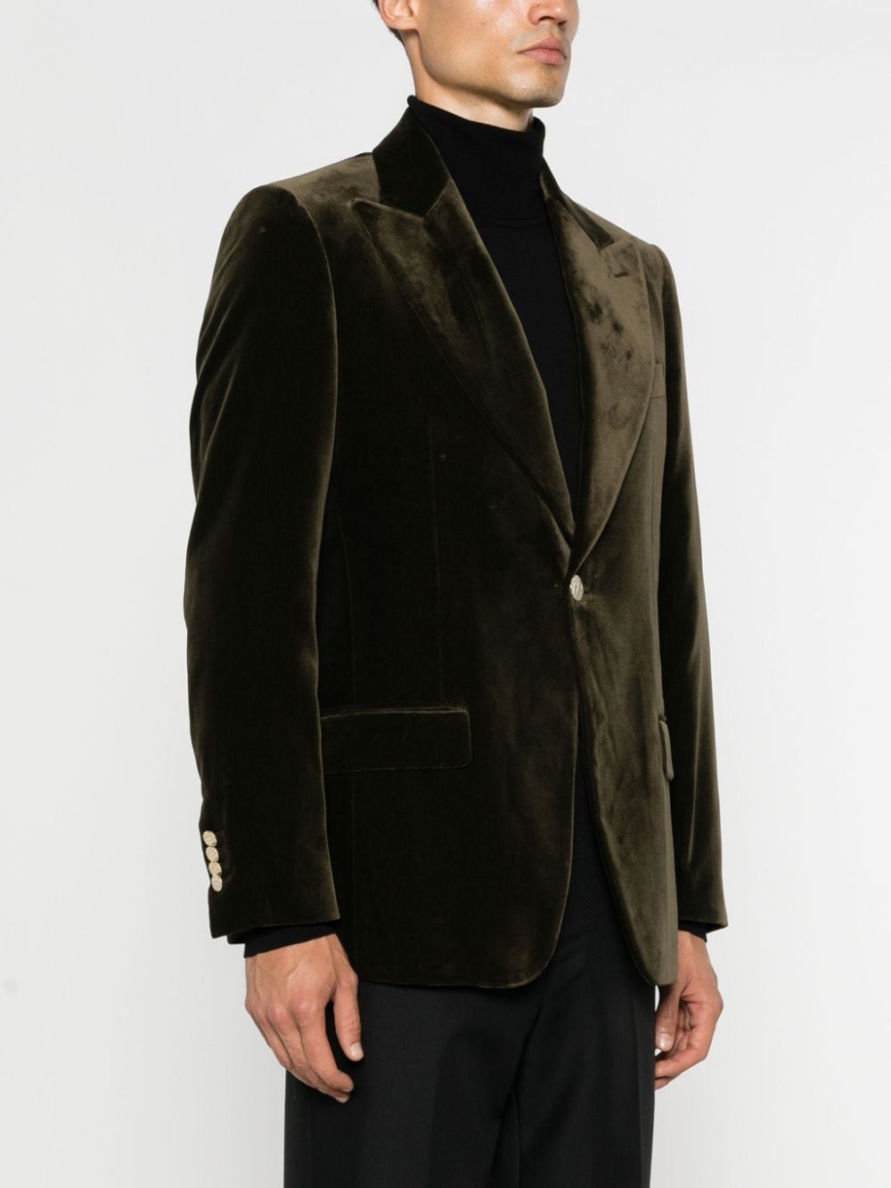 Shop Lardini Velvet Blazer In Green