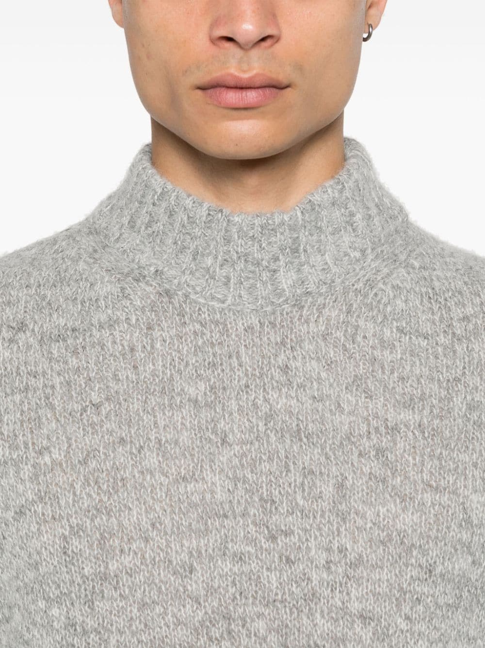 Shop Lardini Mélange Jumper In Grey