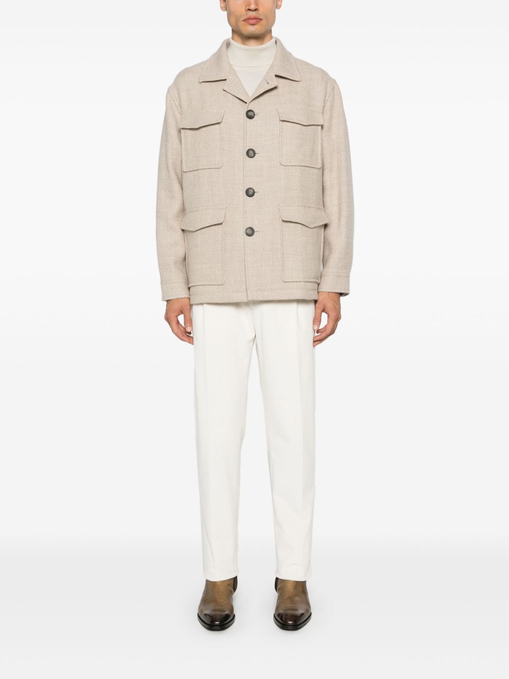 Tagliatore wool shirt jacket - Beige