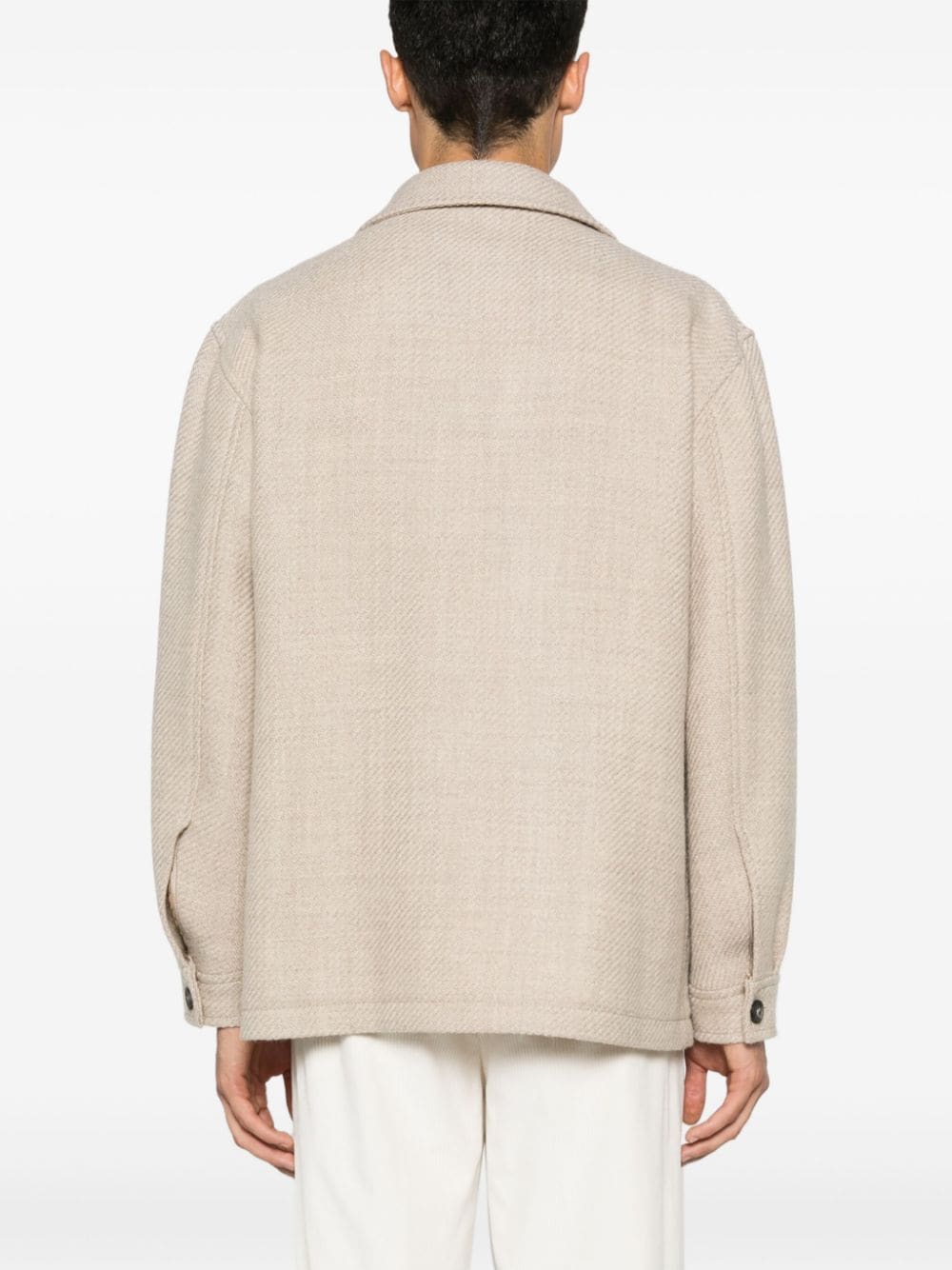 Shop Tagliatore Wool Shirt Jacket In 中性色