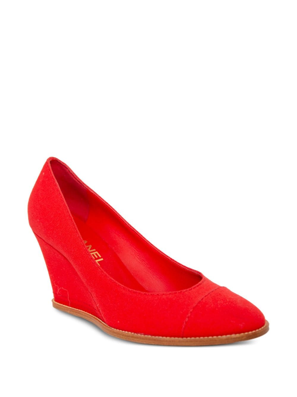 CHANEL Pre-Owned canvas wedge pumps - Rood